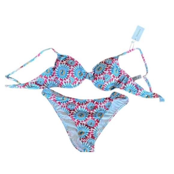 Women’s Floral Bikini Set Size XL Pink & Blue Daisy Print – NWT - Picture 2 of 5